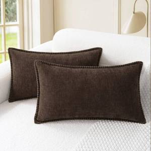 lot 12136 image: CaliTime Decorative Throw Pillow Covers 20 x 12 Inches Coffee