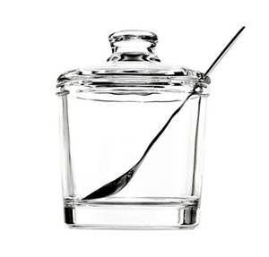 lot 12155 image: 123Arts Glass Sugar Bowl with Lid and Spoon