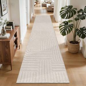lot 13776 image: SHACOS Geometric Wave Rug Runner 2x8 Beige