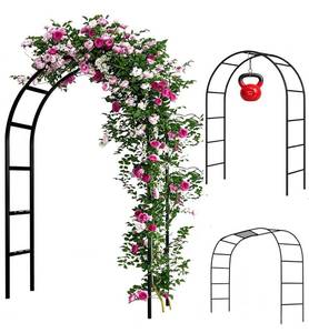 lot 13779 image: Adorox 7.8ft Garden Arch Trellis Metal Black