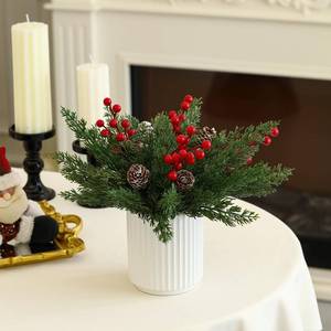 lot 13791 image: Artificial Pine Branch Tabletop Christmas Tree with LED Lights