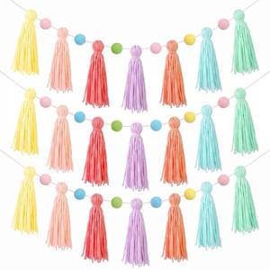 lot 14113 image: Syhood Pastel Rainbow Tassel Garland - 3 Pack, 50 Inch