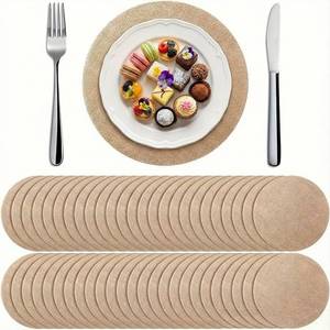 lot 14117 image: Round Burlap Placemats Bulk, 11.8 Inch, 30 Pcs