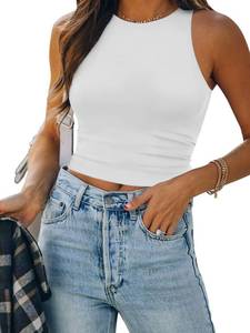 lot 14142 image: ATHMILE Womens Cropped Tank Top White SZ. XXL