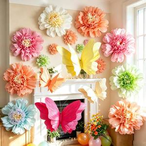 lot 14155 image: SUNBEAUTY Giant Paper Flowers and Butterflies Set