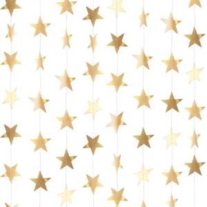 lot 14184 image: Patelai 130 ft Star Garland Banner Decor, Champagne Gold
