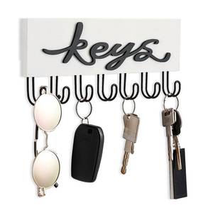 lot 14195 image: Mkono Wood Key Holder Wall Mount with 7 Hooks