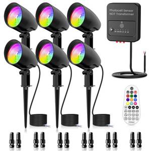 lot 17689 image: 20W RGB Low Voltage LED Landscape Spotlight 6-Pack