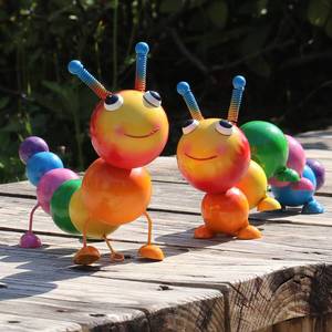 lot 17704 image: Cruis Cuka Metal Caterpillar Statue Set of 2