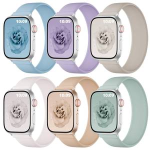 lot 18051 image: Keebowz Silicone Solo Loop Apple Watch Bands 6-Pack