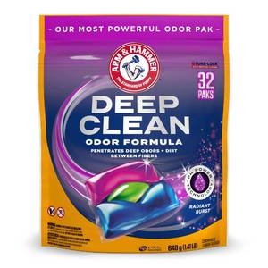 lot 18064 image: ARM & HAMMER Deep Clean Odor Formula Laundry Detergent Power Paks 32ct