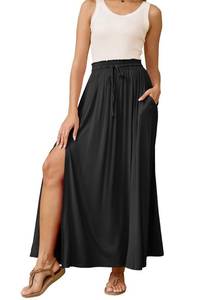 lot 18066 image: HERBATOMIA Womens Maxi Skirt A-Line High Waist Black