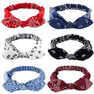 lot 18067 image: Carede 6 Pack Elastic Paisley Bandana Knot Headbands