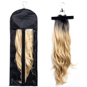 lot 18071 image: Hair Extension Storage Bag with Wooden Hanger