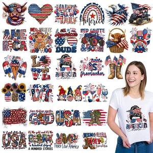 lot 18077 image: 32-Piece UncleKimby Patriotic Iron-On Patches Set
