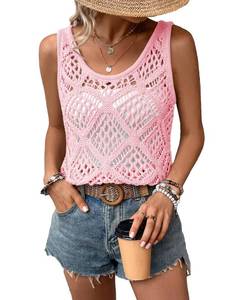 lot 18112 image: Imily Bela Womens Crochet Tank Top Sleeveless Sweater Vest