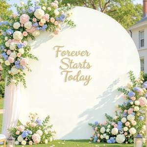 lot 18149 image: Suppromo 7.2 ft Ivory Round Backdrop Cover Spandex