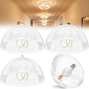 lot 19900 image: TOPZEA 4 Pack Clip On Lamp Shade, 8 DIA x 4H Acrylic Clip On Light Covers for A Type Bulbs, Lamp Cover Dome for Clipping Exposed Bare Bulb Fixture, Table Lamps, Stripe Texture