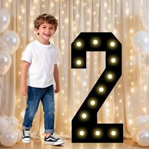 lot 19918 image: Pooqla 2nd Birthday Decorations for Boys, 2.4FT Light Up Numbers