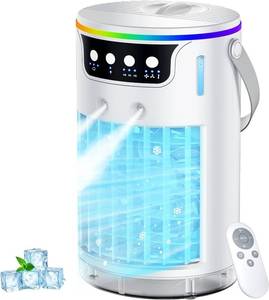 lot 19921 image: Portable Air Conditioners Desktop AC Unit with Water Ice Cooling Mist, Personal Evaporative Air Cooler Fan Mini Swamp Cooler for Bedroom, Nightstand, Office, Dorm, RV (White)