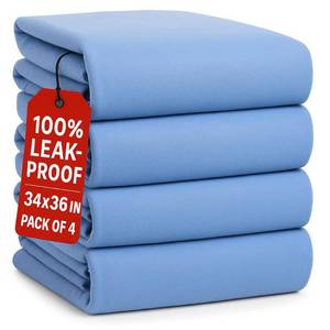 lot 19923 image: 4 Large Incontinence Bed Pads 34x36 inch, Waterproof Mattress Protector