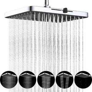 lot 19928 image: Hibbent cUPC Certified 5 Spray Modes Shower Head, 13 High Pressure Large Rainfall Shower Head, High Flow Waterfall Bathroom Fixed Showerheads with Adjustable Swivel Ball Joint, Chrome