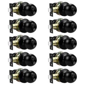 lot 19930 image: Lepushom 10 Pack Bathroom Door Knob, Door Knobs Interior Without Keys, Black Door Knobs for Bedroom and Office, Privacy Function, Modern and Sturdy Finish