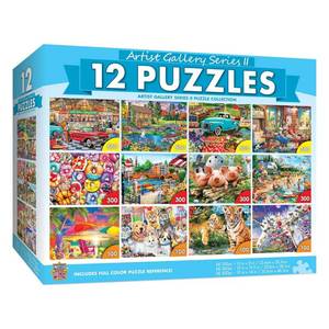 lot 19932 image: MasterPieces - Jigsaw Puzzle 12-Pack Bundle Set, Artist Gallery Collection Series 2 Landscape and Animal Puzzles, Family Fun for Adults and Kids (Open Box, May Be Missing Pieces )
