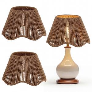 lot 19933 image: VIHOSE 2 Pack Rattan Lampshade Boho Vertical Striped Rattan Lampshade Replacement with Petal Edges for Table Chandelier Wall Lamp Living Room Bedroom Farmhouse(Earth)
