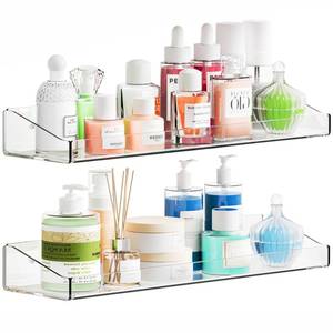 lot 19937 image: Yieach 2 Pack Clear Shower Shelves for Tile Walls,Adhesive Acrylic Bathroom Shelves Organizer and Storage,No Drill Acrylic Shower Wall Caddy & Shelf,Floating Shelves for Makeup,Perfume,Shampoo Holder