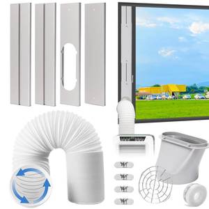 lot 19939 image: Portable AC Window Vent Kit, Adjustable VerticalHorizontal Sliding Window Kit Plate for AC Unit, Seamless Portable AC Window Seal With 5.9 Inch Diameter, 59 Inch Length Exhaust Hose