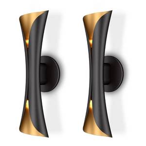 lot 19949 image: Tubicen Wall Sconces Set of 2, Dimmable Hardwired Wall Lights Black & Gold
