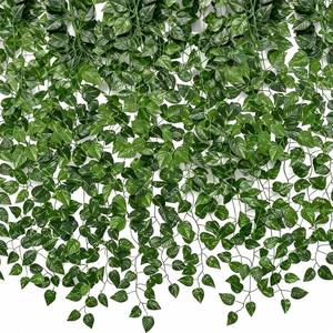 lot 19950 image: CQURE 144 Pack 1008Ft Artificial Ivy Garland, Fake Vines UV Resistant Greenery Leaves Fake Plants Hanging Aesthetic Vines for Home Garden Wall Room Decor