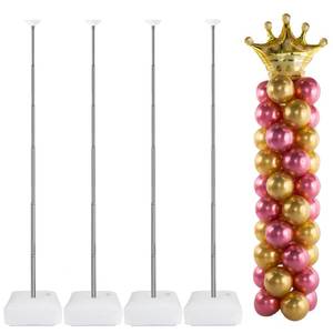 lot 19955 image: AooeDomi Metal Balloon Column Kit Set of 4, Reusable Telescopic Design with Base, Height Adjustable from 1.5 to 7 Ft, Balloon Stander for Party Decorations