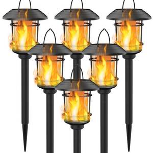lot 19957 image: Dynaming 6 Pack Solar Flame Torch Lights Outdoor, Halloween Dual Use Flickering Flame Garden Light, Christmas Hanging Lanterns, Auto OnOff & Waterproof Lighting for Lawn Patio Yard Walkway Driveway
