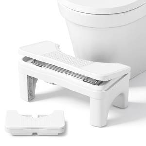 lot 19962 image: Osivaex Folable Squatting Potty Stool for Adults, 7 Height Adjustable Toilet Poop Stool Squat Adult, Portable Bathroom Step for Travel, Improve Squatting Posture, Non-Slip, White