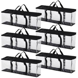 lot 20016 image: Fasmov 4 Pcs DVD Storage Bags Hold up to 240 DVDs (40 Each Bag), Water Resistant DVD Holder Case with Handles, Transparent PVC Media Storage for DVDs, CDs, Video Games, Books, Black