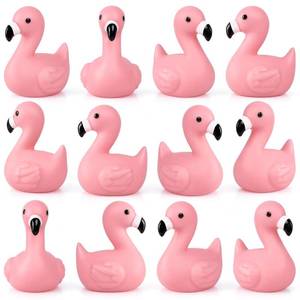 lot 20021 image: 12PCS Pink Flamingo Rubber Bath Toys Duckies for Kids