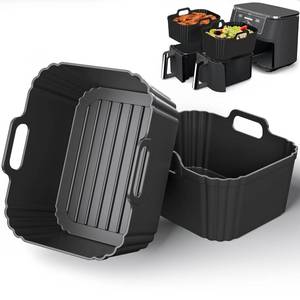 lot 20030 image: PINTAUR 10QT Large Thickened Silicone Air Fryer Liners 2 Pack for Ninja Foodi Dual Zone DZ550 DZ401 DZ550GY DZ302, Reusable 2-Basket Trays, 6-in-1 DualZone Airfyer Accessories
