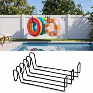 lot 20039 image: Hicarer 3 Pack Pool Float Storage Holder 16 Inch Wall Mount Pool Float Organizer Heavy Duty Hanger Rack No Drill Fence Hooks for Swimming Rings Towels Tools Outdoor Backyard Storage