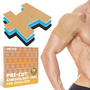 lot 20040 image: Precut Kinesiology Tape for Shoulder �� 14 PCS Elastic Shoulder Support Tape, Waterproof & Breathable, Hypoallergenic Sports Tape for Pain Relief, Beige