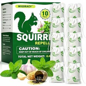 lot 20047 image: 10Pack Squirrel Repellent Pouches, Peppermint Oil to Repel Chipmunk and Squirrel