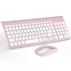 lot 20055 image: Wireless Keyboard and Mouse Ultra Slim Combo, TopMate - Rose Gold White