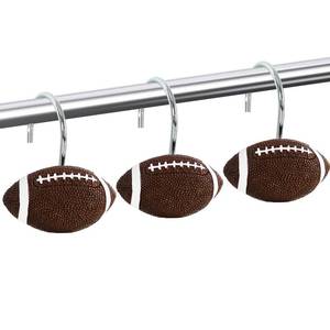 lot 20072 image: CTOHN 12-Piece Football Shower Curtain Hooks for Bathroom