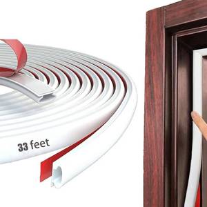 lot 20073 image: White Rubber Weather Stripping Door Seal Strip, D Shape Door Weather Seal Strip, Self-Adhesive Soundproofing Frame Insulation Tape for Doors FrameWindow Seal,Blocks Cold Drafts Noise