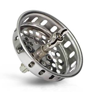 lot 2281 image: Highcraft 97633 Kitchen Sink Spin and Seal Basket Strainer Replacement for Standard Drains (3-12 Inch) Chrome Plated Stainless Steel Body With Threaded Stopper