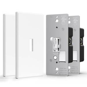 lot 2316 image: AIDA Digital Toggle Dimmer Switch for Dimmable LED, CFL & Incandescent Bulbs, Single Pole3-Way, Screwless Wall Plate Included, UL Listed, No Neutral Wire Needed, Matte White (1 Pack)