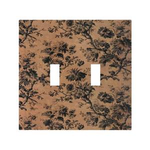 lot 2331 image: Vghoko Decorative Light Switch Cover Plate Vintage Floral Botanical Brown Background 2 Gang Switch Plate Covers Double Toggle Wall Plate Dual Device Faceplate for Bathroom Bedroom Decor