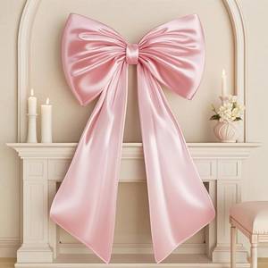 lot 2336 image: Large Pink Bow for Coquette Room Decor, 40x24 In Satin Ribbon Tie Coquette Birthday Decorations, Giant Pastel Pink Hanging Wall Decor for Ballerina Girl Just Want to Be One (Internal Stability Layer)
