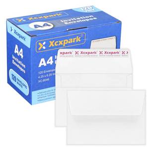 lot 2338 image: Xxcxpark 120 Qty Printable A4 Invitation Envelopes 4.25 x 6.25 Cards, Self Seal 120GSM white Paper Envelopes for Invitations, Papers, Photos, Documents, Wedding, Baby Shower, Easy to Seal and Peel
